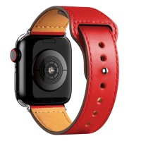 Newface Apple Watch Ultra 49mm KR415 Luaz Deri Kordon - Kırmızı