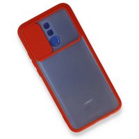 Newface Huawei Mate 20 Lite Kılıf Palm Buzlu Kamera Sürgülü Silikon - Kırmızı