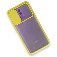 Newface Huawei Mate 20 Lite Kılıf Palm Buzlu Kamera Sürgülü Silikon - Sarı