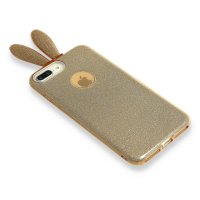 Newface Samsung Galaxy J6 Plus Kılıf Rabbit Simli Silikon - Gold