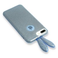 Newface iPhone XS Kılıf Rabbit Simli Silikon - Turkuaz