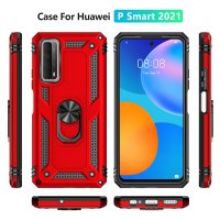 Newface Huawei P Smart 2021 Kılıf Sofya Yüzüklü Silikon Kapak - Kırmızı
