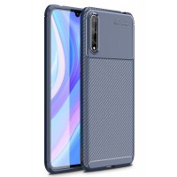 Newface Huawei P Smart S Kılıf Focus Karbon Silikon - Lacivert