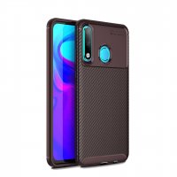 Newface Huawei P30 Lite Kılıf Auto Focus Karbon Kapak - Kahverengi