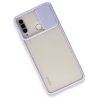 Newface Huawei P30 Lite Kılıf Palm Buzlu Kamera Sürgülü Silikon - Lila