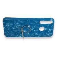 Newface Huawei P40 Lite E Kılıf Marble Yüzüklü Silikon - Mavi