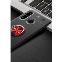 Newface Huawei P40 Lite E Kılıf Range Yüzüklü Silikon - Siyah-Kırmızı