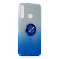 Newface Huawei P40 Lite E Kılıf Simli Yüzüklü Silikon - Mavi