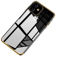Newface iPhone X Kılıf Dört Köşe Lazer Silikon - Gold