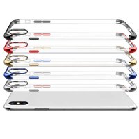 Newface iPhone X Kılıf Dört Köşe Lazer Silikon - Kırmızı