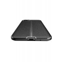 Newface Huawei Y5P Kılıf Focus Derili Silikon - Siyah