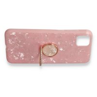 Newface Huawei Y5P Kılıf Marble Yüzüklü Silikon - Pembe