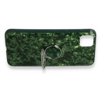 Newface Huawei Y5P Kılıf Marble Yüzüklü Silikon - Yeşil