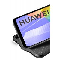 Newface Huawei Y6P Kılıf Focus Derili Silikon - Kırmızı