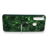 Newface Huawei Y6P Kılıf Marble Yüzüklü Silikon - Yeşil