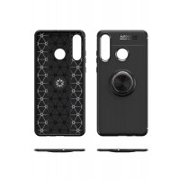 Newface Huawei Y6P Kılıf Range Yüzüklü Silikon - Siyah-Kırmızı