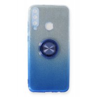 Newface Huawei Y6P Kılıf Simli Yüzüklü Silikon - Mavi