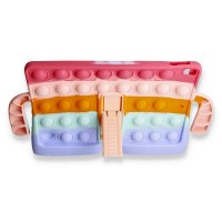 Newface iPad 10.2 (7.nesil) Kılıf Tablet Popit Standlı Silikon - Lila - Turkuaz