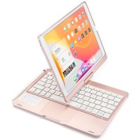 Newface iPad 10.2 (8.nesil) Kılıf Magic Dönen Klavyeli Tablet Kılıf - Pembe