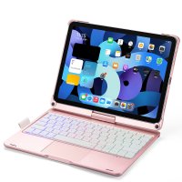 Newface iPad Air 4 10.9 Kılıf Magic Dönen Klavyeli Tablet Kılıf - Pembe