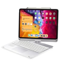 Newface iPad Pro 12.9 (2018) Kılıf Magic Dönen Klavyeli Tablet Kılıf - Gümüş