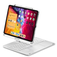 Newface iPad Pro 12.9 (2020) Kılıf Magic Dönen Klavyeli Tablet Kılıf - Gümüş