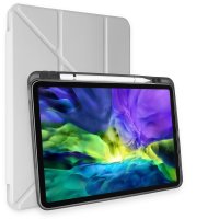 Newface iPad Pro 12.9 (2021) Kılıf Kalemlikli Hugo Tablet Kılıfı - Gri