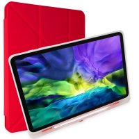 Newface iPad Pro 12.9 (2021) Kılıf Kalemlikli Mars Tablet Kılıfı - Kırmızı