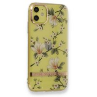 Newface iPhone 11 Kılıf Çiçekli Silikon - Gümüş
