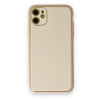 Newface iPhone 11 Kılıf Coco Deri Silikon Kapak - Gold