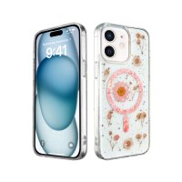 Newface iPhone 11 Kılıf Daisy Simli Magsafe Kapak - Pembe