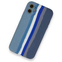 Newface iPhone 11 Kılıf Ebruli Lansman Silikon - Mavi-Gri