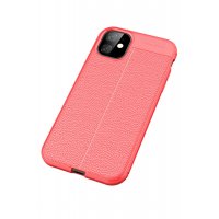 Newface iPhone 11 Kılıf Focus Derili Silikon - Kırmızı