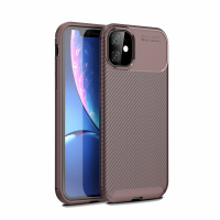 Newface iPhone 11 Kılıf Auto Focus Karbon Kapak - Kahverengi