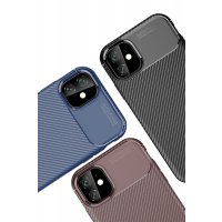 Newface iPhone 11 Kılıf Focus Karbon Silikon - Kahverengi