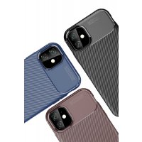Newface iPhone 11 Kılıf Auto Focus Karbon Kapak - Lacivert