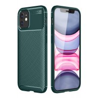 Newface iPhone 11 Kılıf Auto Focus Karbon Kapak - Yeşil