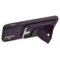 HDD iPhone 11 Kılıf HD Deri Luxury Magnet Kartvizitli Kapak - Derin Mor