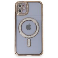 Newface iPhone 11 Kılıf Joke Simli Magneticsafe Kılıf - Gold