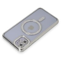 Newface iPhone 11 Kılıf Joke Simli Magneticsafe Kılıf - Gümüş