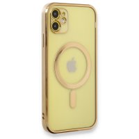 Newface iPhone 11 Kılıf Magneticsafe Lazer Silikon - Gold
