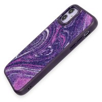 Newface iPhone 11 Kılıf Moda Simli Kapak - Derin Mor