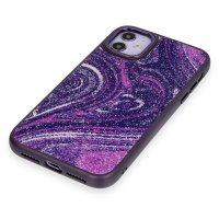 Newface iPhone 11 Kılıf Moda Simli Kapak - Derin Mor