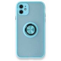 Newface iPhone 11 Kılıf Montreal Yüzüklü Silikon Kapak - Buz Mavi