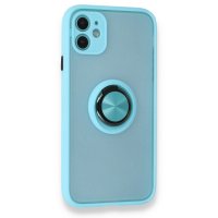 Newface iPhone 11 Kılıf Montreal Yüzüklü Silikon Kapak - Buz Mavi