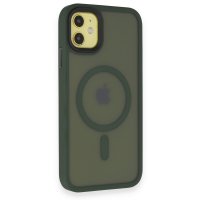 Newface iPhone 11 Kılıf Trex Magneticsafe Kapak - Koyu Yeşil