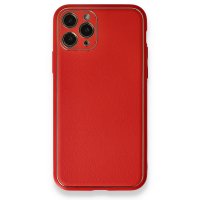 Newface iPhone 11 Pro Kılıf Coco Deri Silikon Kapak - Kırmızı