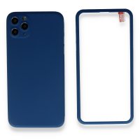 Newface iPhone 11 Pro Kılıf 360 Full Body Silikon Kapak - Mavi