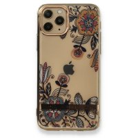 Newface iPhone 11 Pro Kılıf Çiçekli Silikon - Siyah