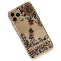 Newface iPhone 11 Pro Kılıf Çiçekli Silikon - Siyah